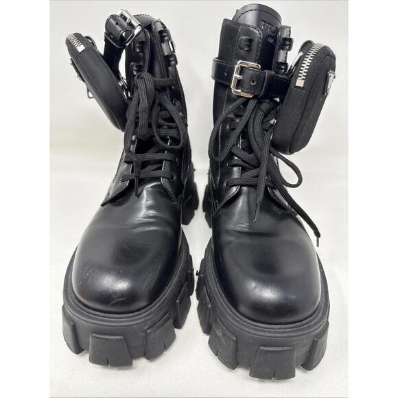 Prada Lug Sole Leather combat Boots Size 38